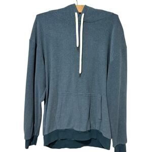 Feat | Hooded Pullover Sweatshirt Long Sleeve Fleece Blanket Blend Blue Size XL